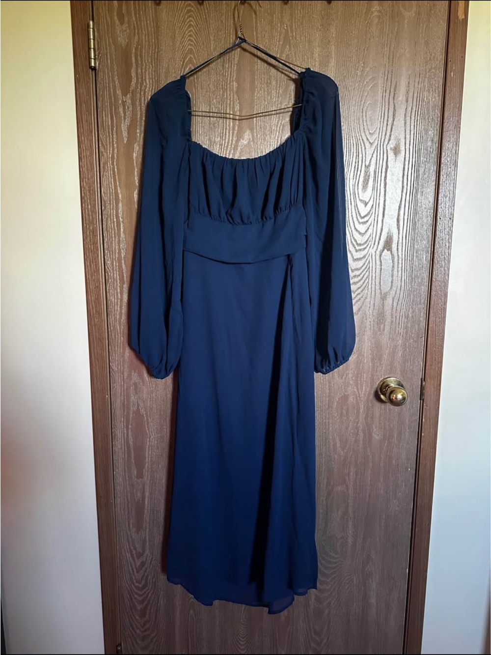 NEW Lovely Day Navy Blue Long Sleeve Mid Shin Length Dress